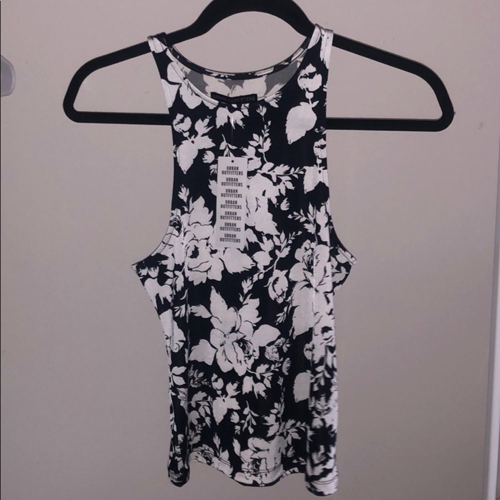 Urban outfitters black and white floral tank